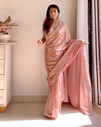 Beautiful  Party Wear Saree With Sequnce Work Blouse