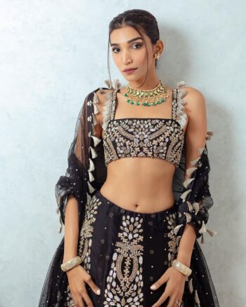Balck  Chinon silk  Embroidery  Sequnce    heavy printed Fancy latkan  Lehengha choli with dupatta