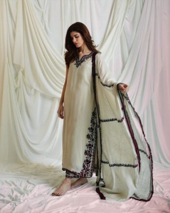 DESIGNER HEAVY FUAX GEORGETTE TOP WITH WORK PALAZZO SUIT